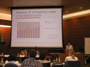 image:Judge of Tokyo district court giving presentation