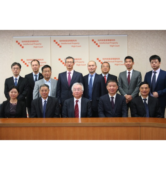 写真：寺田判事と鶴岡判事と中国の共同研究者ら9名